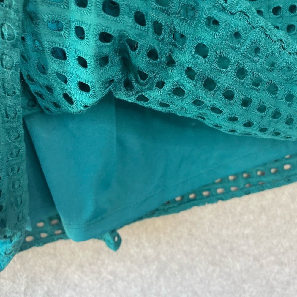 Lane Bryant Eyelet Teal Blue Sleeveless Dress Belt Size 22 - Picture 5 of 9